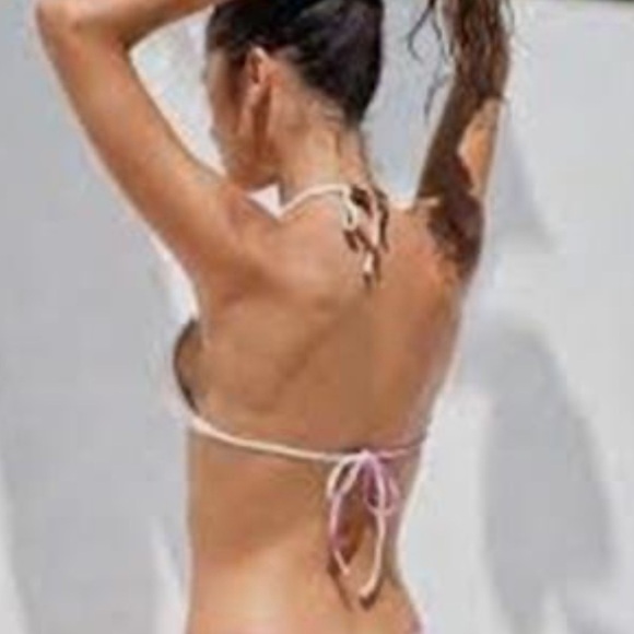 L*Space Colorblock Bikini Top Large Brown Pink - Picture 7 of 8